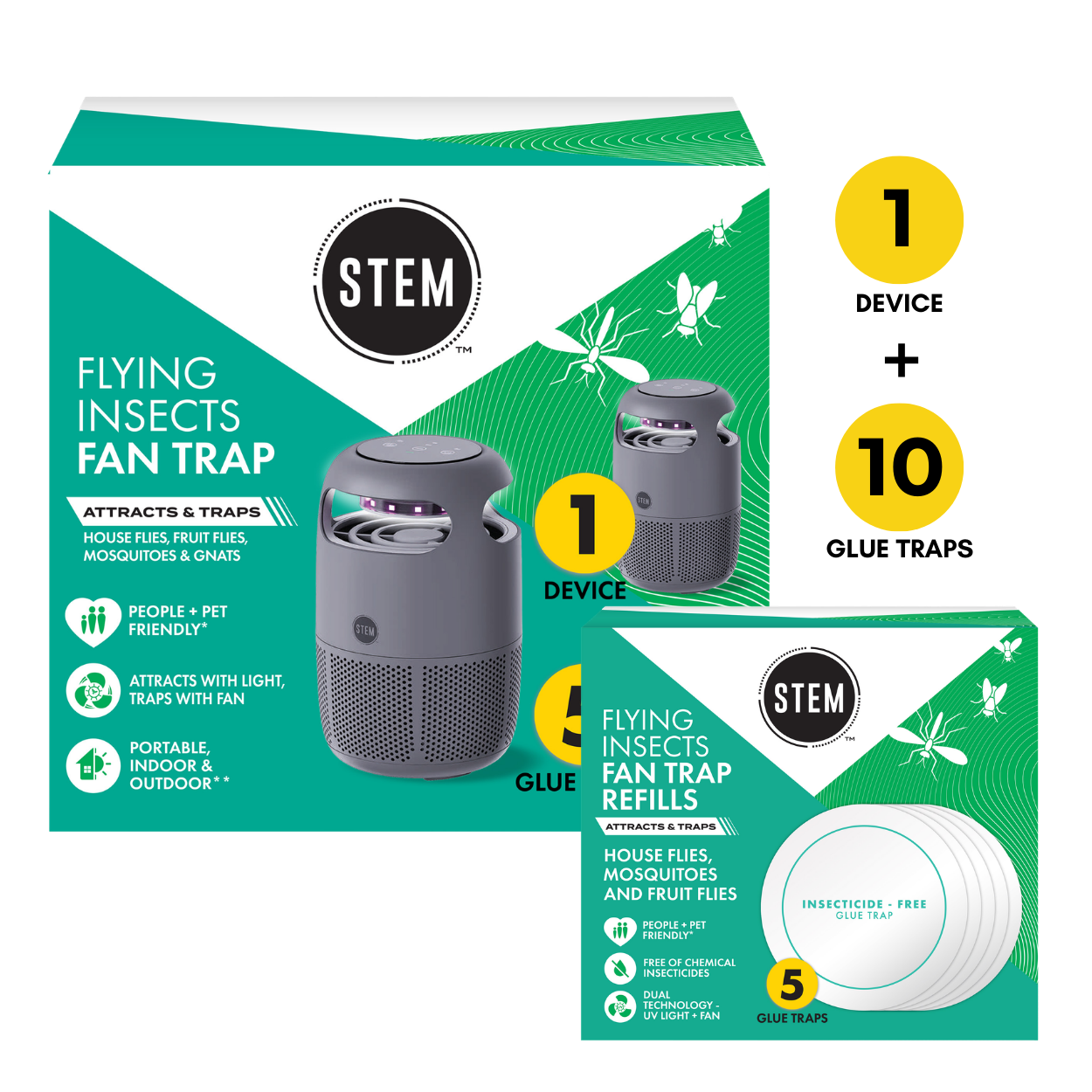 Fan Trap Ready + Restocked Set, 1 Device + 10 Glue Traps
