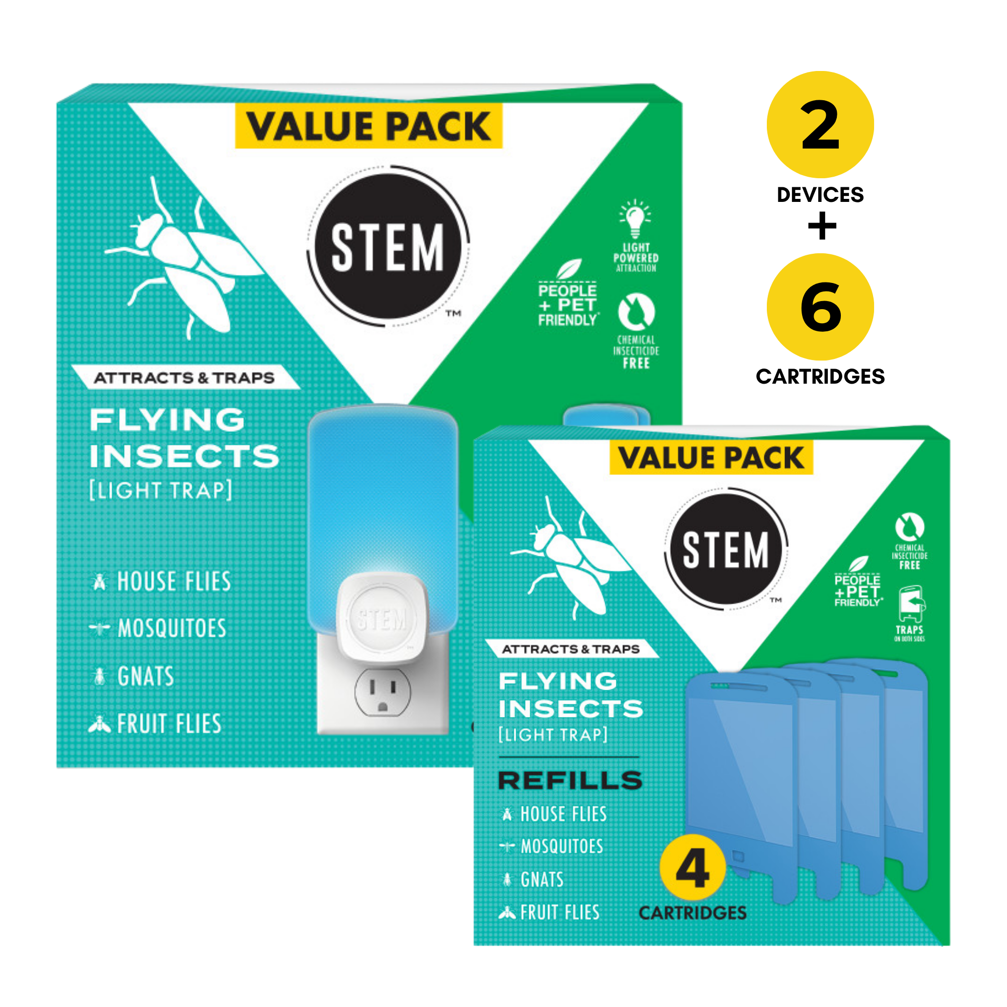 Light Trap Ready + Restocked Set, 2 Devices + 6 Refills – STEM for