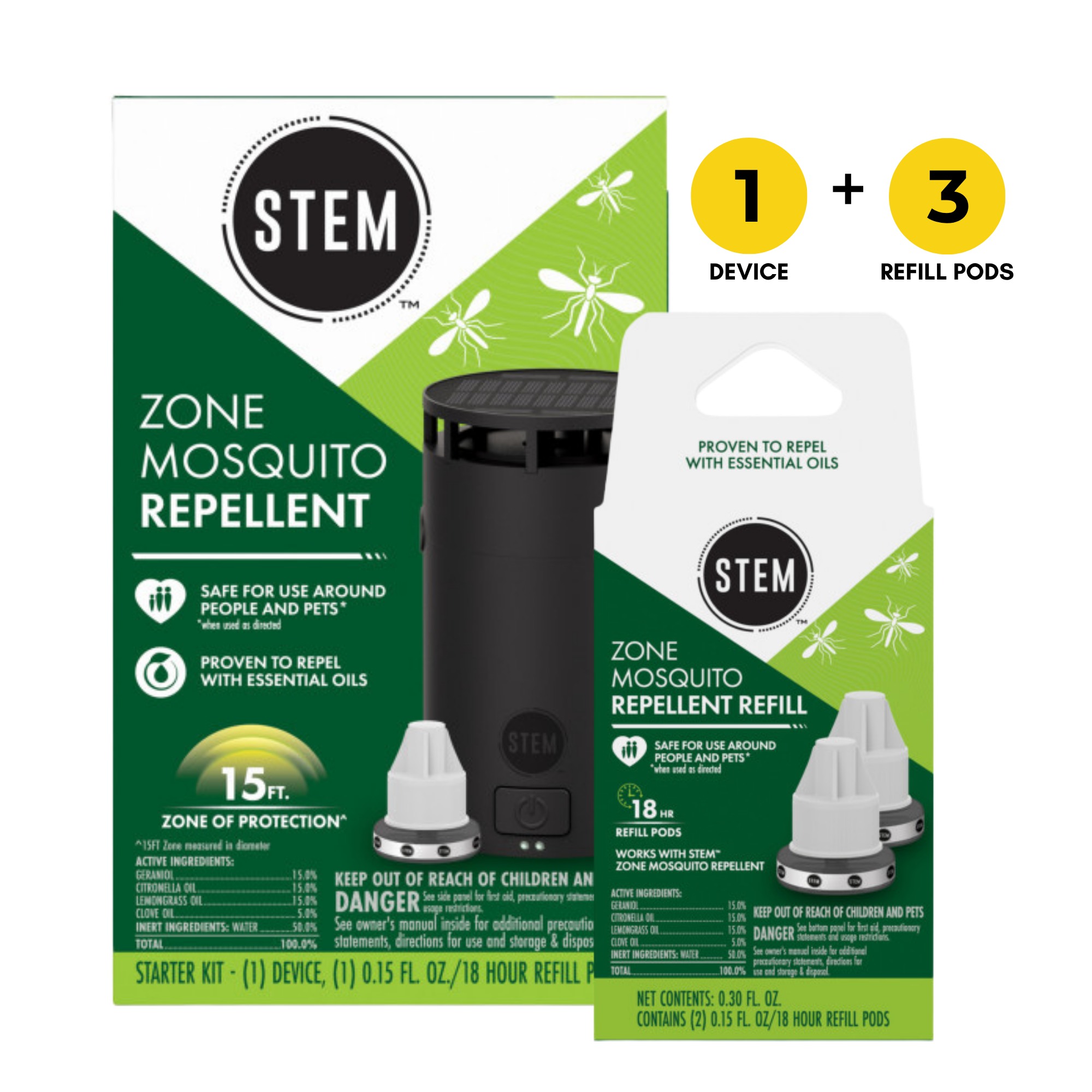 Zone Mosquito Repellent Ready + Restocked Set, 1 Device + 3 Refills