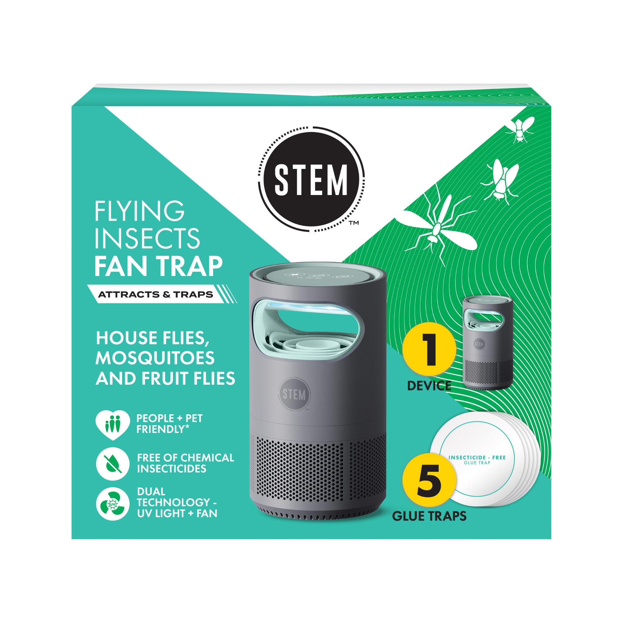 Flying Insects Fan Trap Starter Kit - Device + 5 Refills